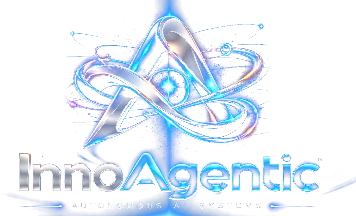 InnoAgentic — Autonomous AI Systems: the InnoAgentic emblem, an orbital A-mark, above the InnoAgentic wordmark